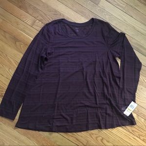 NWT Style & Co. Dried Plum Long Sleeve Top, Size M
